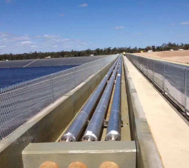 Insulated pipework at a reservoir